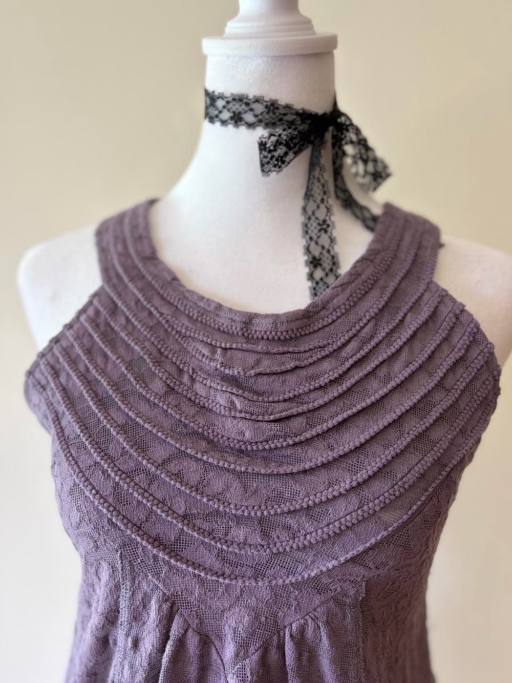 RARE Free People vintage Y2K fairy boho embroidered tank top purple floral S - Picture 3 of 11